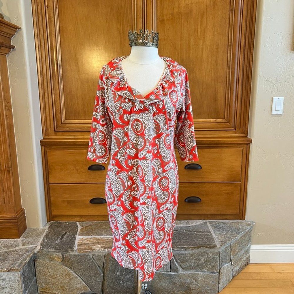 Gretchen Scott Orange Plentiful Paisley Dress Size Extra Large